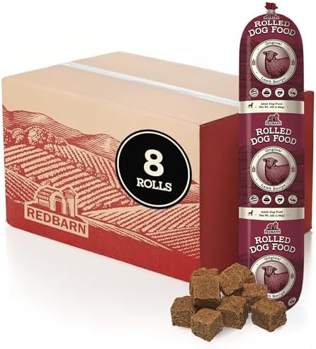 Redbarn Pet Products Premium Rolled Dog Food Lamb Recipe 4 lb 8-Count Soft Semi-Moist High Protein Diet Training Treats Kibble Topper Meal Enhancer for Dogs