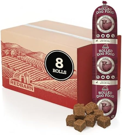 Redbarn Pet Products Premium Rolled Dog Food Lamb Recipe 4 lb 8-Count Soft Semi-Moist High Protein Diet Training Treats Kibble Topper Meal Enhancer for Dogs
