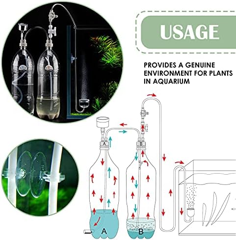 DIY CO2 Generator System Kit with Pressure Gauge Air Flow Adjustment Valve - Pressurized CO2 Kit for Aquarium Plants Tube Valve for Bottle - CO2 Regulator Aquarium for CO2 Diffuser - Grow System