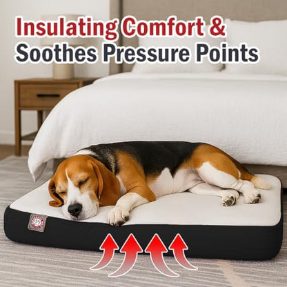 Majestic Pet 34x24x3 Inch Black Orthopedic Memory Foam Rectangle Dog Bed – Medium Size Crate Dog Bed for Dogs with Joint Pain, Arthritis – Durable Pet Mattress with Egg Crate Foam, Washable Cover