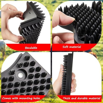 Frienda 6 Pcs 6 x 5 Inch Black Horse Scratching Pad Itch Relief for Horses and Livestock Large and Small Animal Scratch Horses, Cows, Goats, Dogs Farm Animal