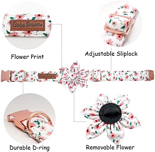 Dog Collar - Pink Dog Collar with Flower for Dogs Flowers Adjustable Dog Collar Girl Pet Gift Dog Collar for Medium Small Large Dogs