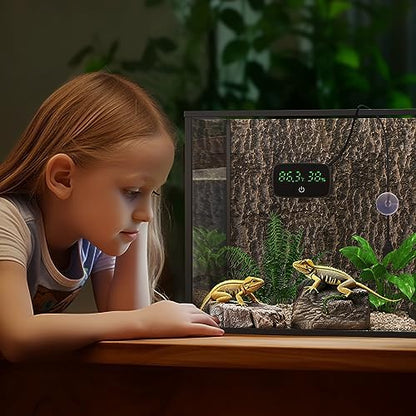 PAIZOO LED Digital Reptile Thermometer and Humidity Gauge with USB Charging