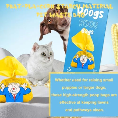 Funny Dogs Poop Bags Shit Bag 60 Count The Most Presidential Poop Bag Ever Unscented Leakproof Extra Thick Pet Waste Bags Novelty Gag Gift White Elephant Gifts for Cat Dog Walking & Cleaning