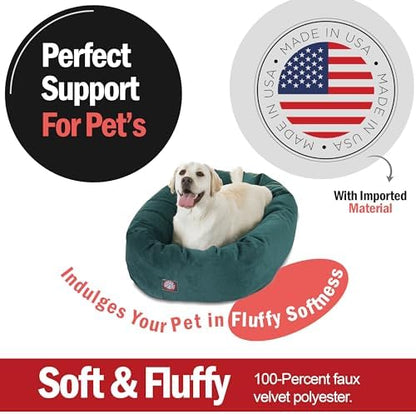 Majestic Pet Micro Velvet Dog Bed, 40 Inch Large, Round, Washable, Marine