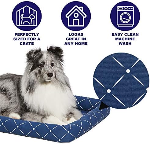 Midwest Homes for Pets 40248-BLD Quiet Time Couture Ashton Bolster Pet Bed, X-Large Dog/48, Blue