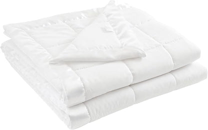 Madison Park Windom Down Alternative Blanket, Premium 3M Scotchgard Moisture Wicking Treatment, Lightweight and Soft Bed Cover For All Season, Satin Trim, White Full/Queen