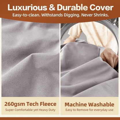 Sytopia Orthopedic Dog Beds for Large Dogs – 7" Extra Thick Memory Foam Pet Couch for Senior Dogs and Great Danes with Waterproof Liner & Washable Cover, Nonskid Bottom, 46"x28"x7", Grey
