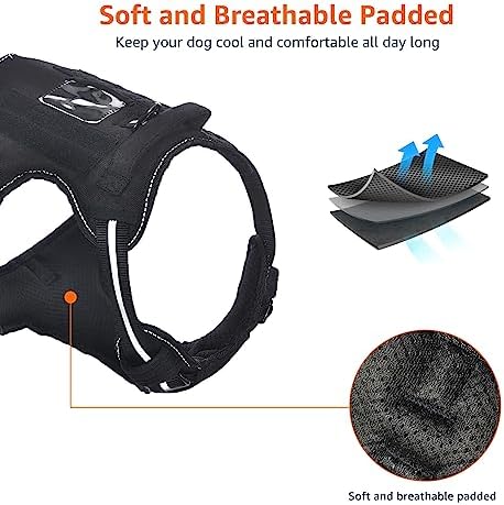 Amazon Basics No-Pull Dog Harness, Adjustable Front Clip, Escape Proof Tactical Vest, Small, Black