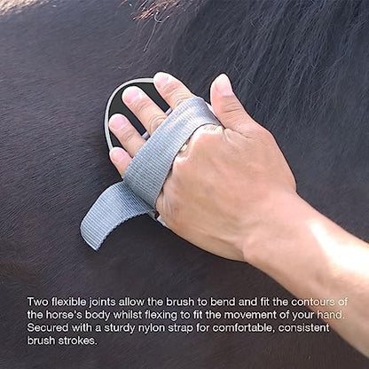Harrison Howard Flexible Finish Horse Grooming Brush - Bendable, Convenient for Horse Scrubbing, Comfortable Hold in Hand - Dark Charcoal