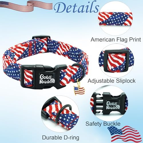 Independence Dog Collar-USA Flag Print Pet Collar Adjustable Cute Soft Comfortable Cotton Collars Holiday Puppy Collar Gift for X-Small Dogs