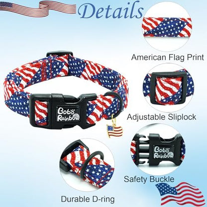 Independence Dog Collar-USA Flag Print Pet Collar Adjustable Cute Soft Comfortable Cotton Collars Holiday Puppy Collar Gift for Medium Dogs