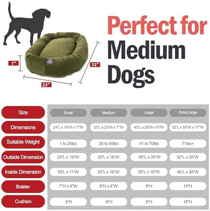Majestic Pet Micro Velvet Dog Bed, 32 Inch Medium, Round, Washable, Fern