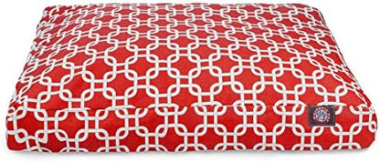 Majestic Pet Rectangular Dog Bed, Small, 27x20x4 in, Washable, Red
