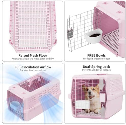 RIZZARI 22" Hard Cat Carrier: Travel Kennel for Cats & Small Dogs