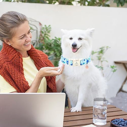 Lionheart glory Dog Collar Blueberries Print Collar for Large Dogs Spring Summer Female or Male Collars Pets Gift Adjustable Heavy-Duty Cute Pet Collars