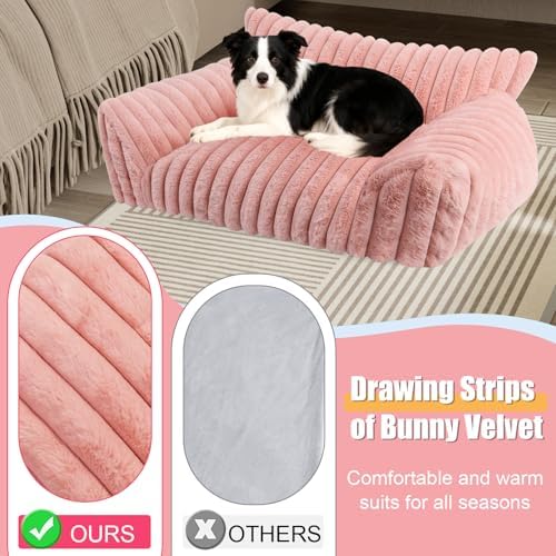 Cute Dog Couch for Medium Large Dogs,Dog Cat Couch Sofa,Dog Bed,L,Pink