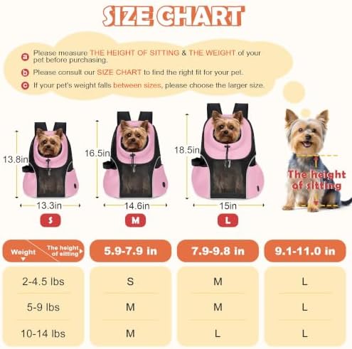 WOYYHO Pet Dog Carrier Backpack, Ventilated Mesh Small Dog Front Backpack