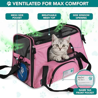 PetAmi Airline Approved Pet Carrier for Cats & Small Dogs, Small, Pink