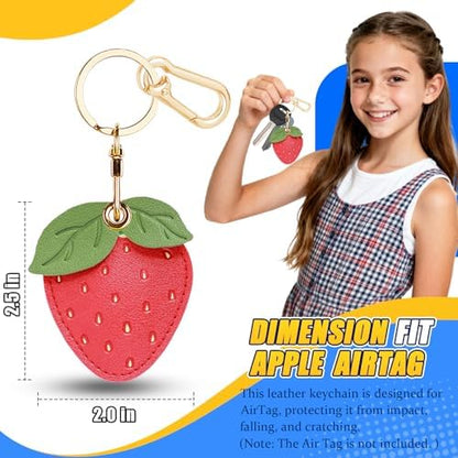Leather Keychain Holder Case for AirTag, Cute Protective Cover for Apple Airtag KeyChain, GPS Tracker Item Finder