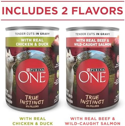 Purina ONE True Instinct Variety Wet Dog Food, Tender Cuts, (12) 13 oz Cans
