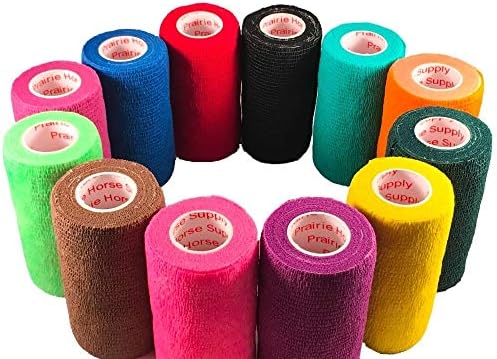 3 Inch Vet Wrap Tape Bulk (Assorted Colors) (Pack of 6) Self Adhesive Adherent Adhering Flex Bandage Grip Roll for Dog Cat Pet Horse