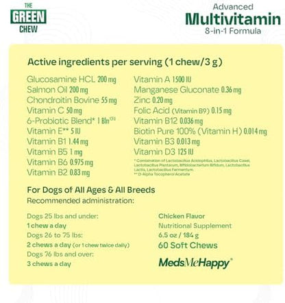 8-in-1 Advanced Multivitamin for Dogs - Chicken Soft Chews - 60 Count