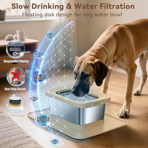 10L No Spill Dog Water Bowl Stainless Steel for Messy Drinkers