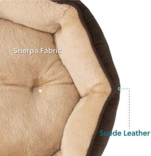 Bedsure Small Dog Bed Washable,Round Cat Beds for Indoor Cats,20in Brown