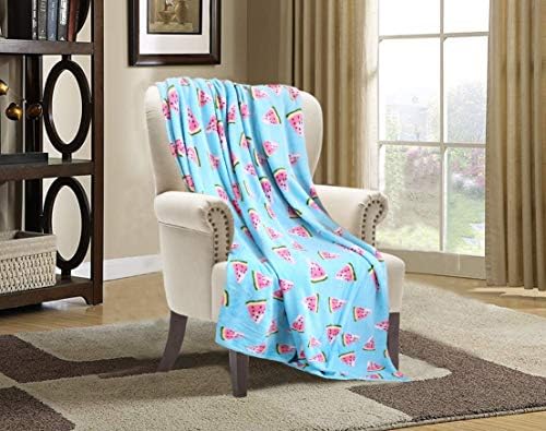 Valerian Luxury Velvet Super Soft Light Weight Blanket Prints Fleece Throw - All Year Round Home Decor, Fuzzy Warm and Cozy Throws, Couch and Gift, 50 x 60inch, Watermelon