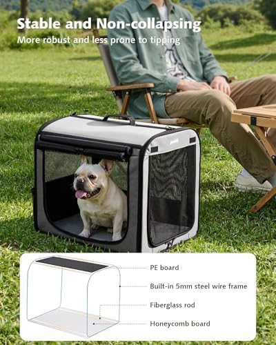 Dog Car Carrier Light Weight 24×17.7×20.5in, Foldable Dog Carrier, Gray
