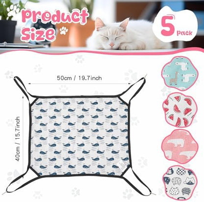 Shappy 5 Pcs Pet Hammock for Cage, Pet Hanging Bed Soft, Cute