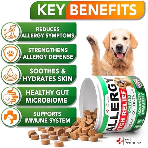 Dog Allergy Relief Chews for Itchy Skin and Seasonal Itch Support, 170 Ct