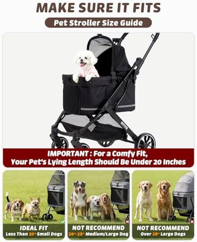 HITTITE Pet Stroller with Weatherproof Cover, All-Terrain 4-Wheel Cat & Dog Stroller with Adjustable Canopy, Foldable Dog Strollers with Storage Basket for Small to Medium Dogs Up to 55 lbs.