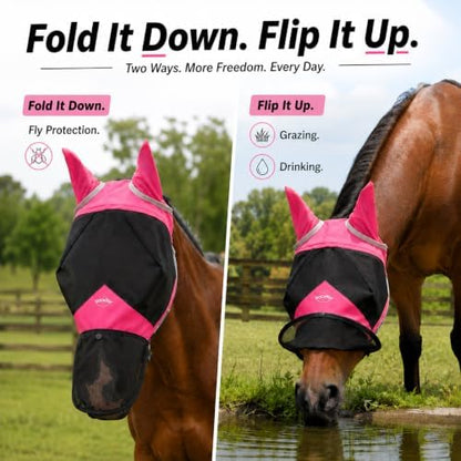 Horse Fly Mask for Horses with Ears and Nose Cover