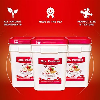 Mrs Pastures Cookies and Treats for Horses - Premium Horse Treats - Made with Apples, Oats, and Rolled Barley - Preservative Free - All Natural Ingredients - No Corn or Soy (15lb Refill Box)