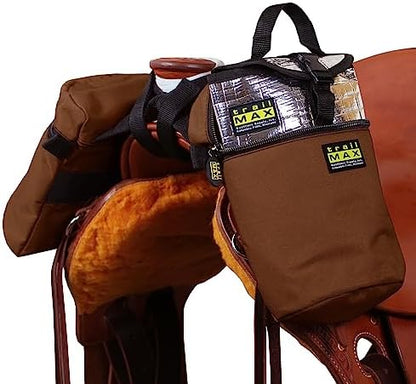 TrailMax Horse Horn Bags for Trail Riding – Medium & Large Western Saddle Horn Bags for Horses & Mules, Insulated Trail Gear with Secure Fit & Grab-and-Go Liners, Medium, Brown