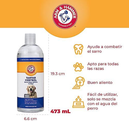 Arm & Hammer Clinical Care Dental Rinse for Adult Dogs, Odorless Flavorless Water Additive for Daily Plaque, Tartar, and Bad Breath Control, Baking Soda Enhanced Formula, 16 Fl Oz (Pack of 2)