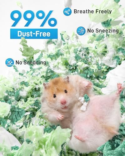 BUCATSTATE Hamster Bedding 15L, 99% Dust-Free Paper Bedding, Green