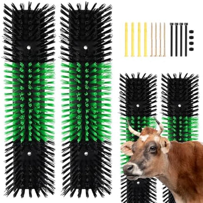 2pcs Livestock Scratching Brush with 8 Screws,Cattle and Horse Grooming Brush, Itch Relief for Horses, Goat, Cattle,Sheep,Cow and Pig,Animal Back Scratching