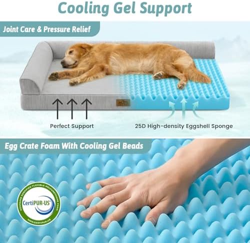COZY KISS Cooling Dog Bed, Q-Max >0.4 Orthopedic Foam Dog Bed with Sides