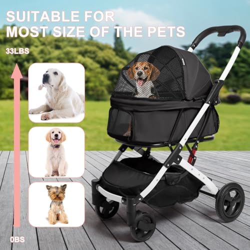 Pet Stroller for Small Dogs and Cats, Black