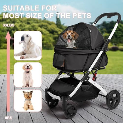 Pet Stroller for Small Dogs and Cats, Black