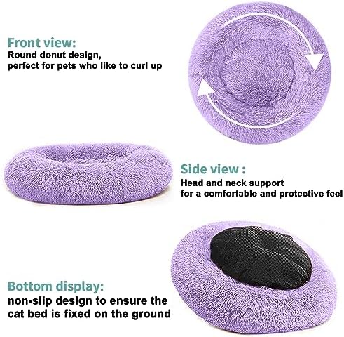 Dog Bed for Small Medium Large Dogs, 20 inch Calming Dogs Bed, Washable-Round Cozy Soft Pet Bed for Puppy and Kitten with Slip-Resistant Bottom