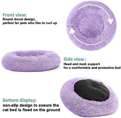 Dog Bed for Small Medium Large Dogs, 20 inch Calming Dogs Bed, Washable-Round Cozy Soft Pet Bed for Puppy and Kitten with Slip-Resistant Bottom
