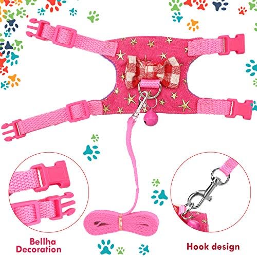 SATINIOR 2 Pieces Small Hamster Harness and Leash Set,M,Pink, Blue