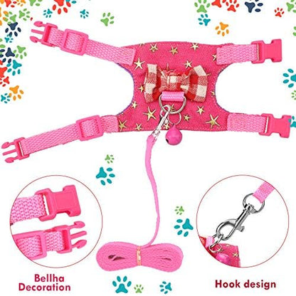 SATINIOR 2 Pieces Small Hamster Harness and Leash Set,M,Pink, Blue