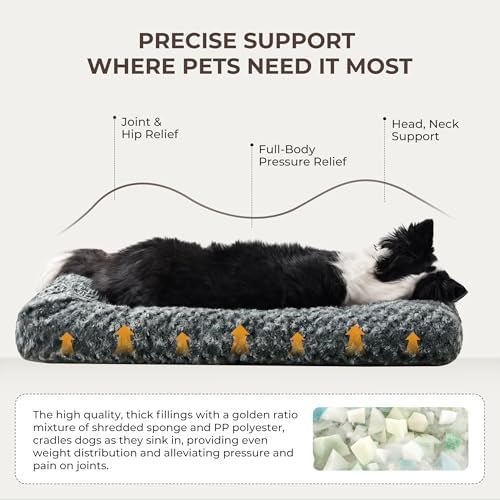 Double-Sided Dog Bed Medium Size Dog, Washable Dog Crate Beds, Thick Supportive Pet Sleeping Mat, Reversible Dogs Pillow Weight Up to 35 lbs, 30x20, Dark Grey