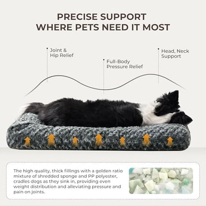 Double-Sided Dog Bed Medium Size Dog, Washable Dog Crate Beds, Thick Supportive Pet Sleeping Mat, Reversible Dogs Pillow Weight Up to 35 lbs, 30x20, Dark Grey