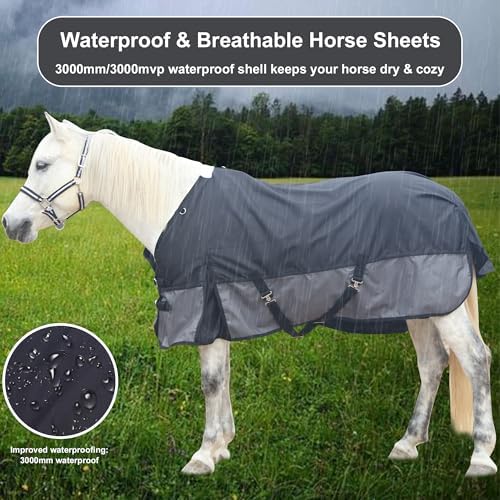 1200D Horse Blanket, 0g No-Fill Waterproof Turnout Rain Sheet